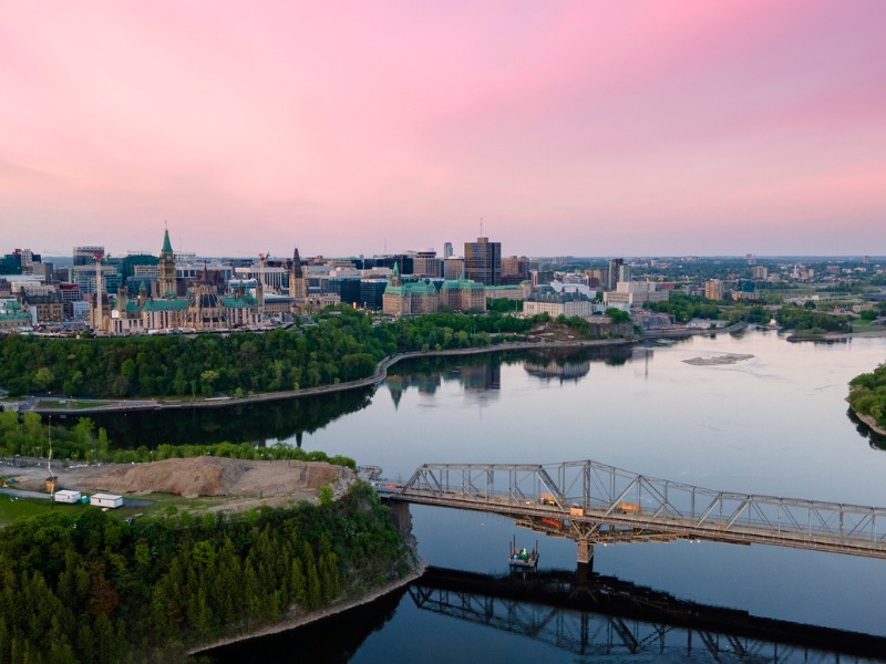 Sunrise at Parliament Hill stock photo