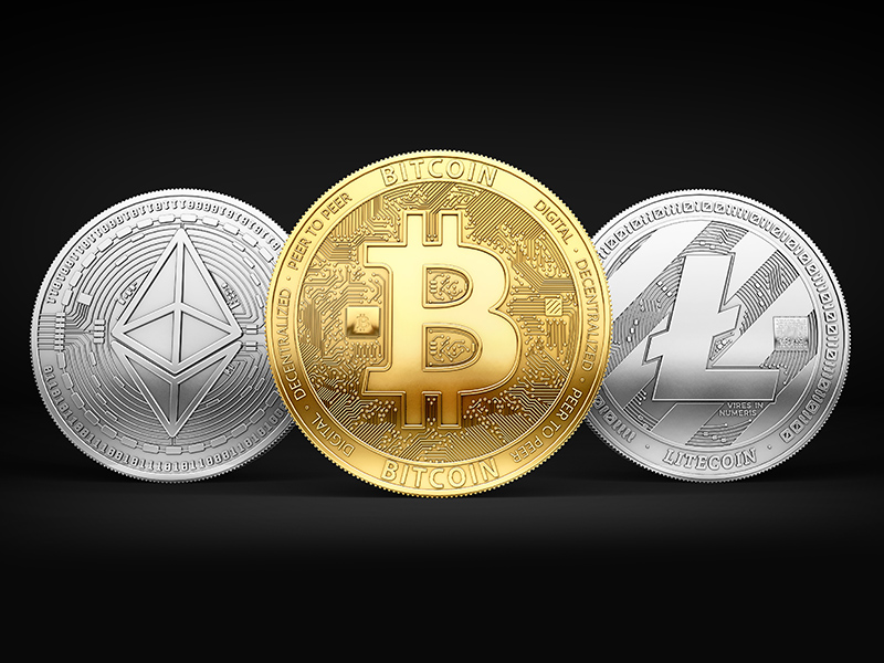 Bitcoin, Litecoin and Ethereum