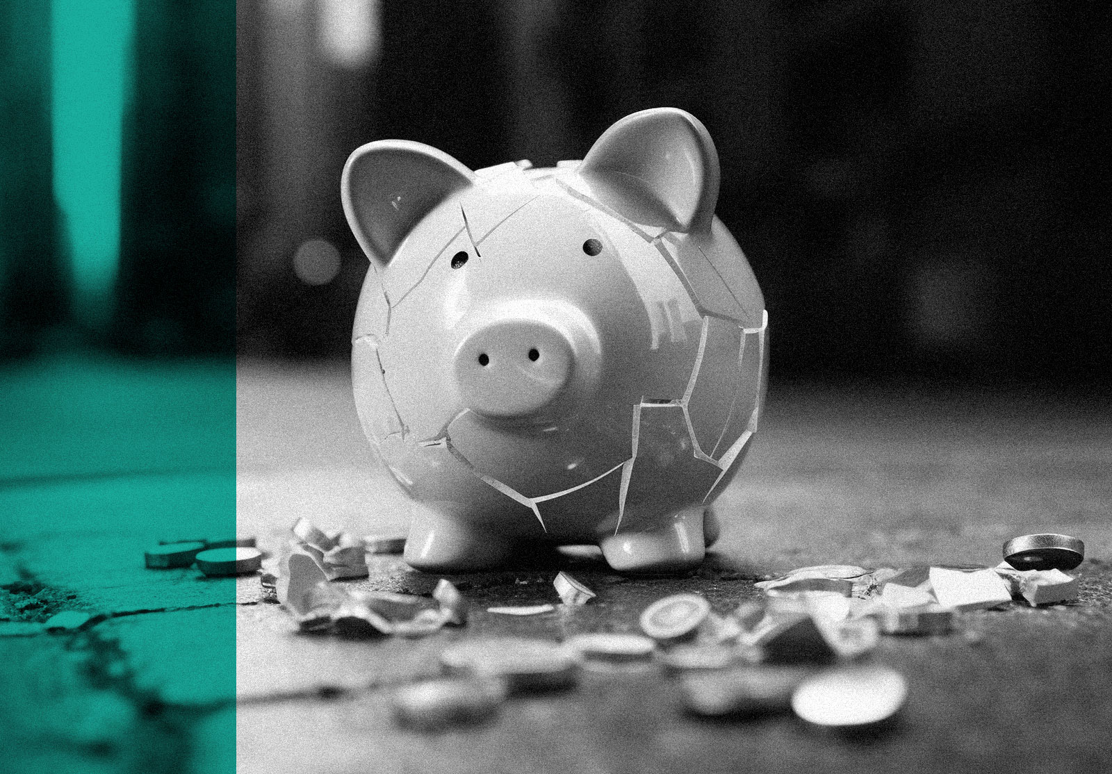 Shattered piggy bank