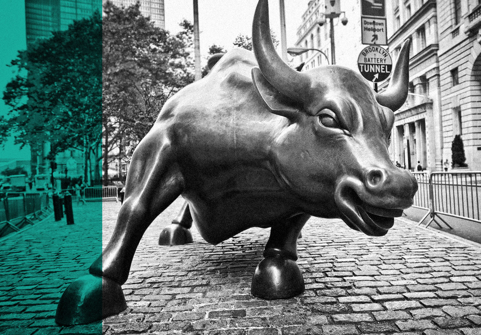 NEW YORK CITY - AUG 3: The landmark Charging Bull in Lower Manhattan represents aggressive financial optimism and prosperity August 3, 2012 in New York, NY.